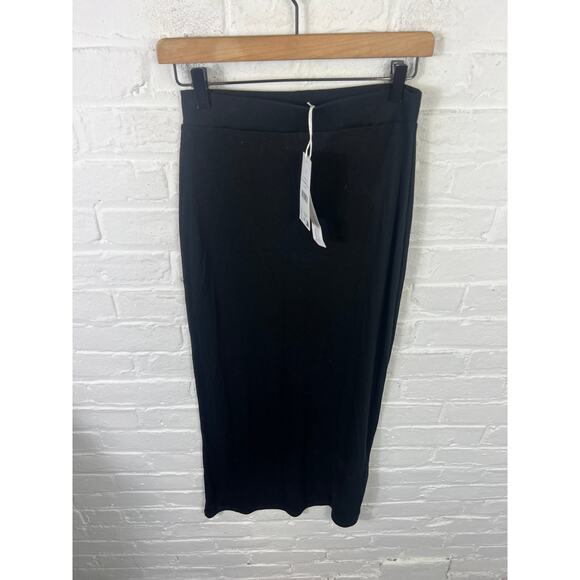 NA-KD Women's High Waist Ribbed Knit Maxi Skirt Pull-On Black Size Small NWT - Picture 4 of 8
